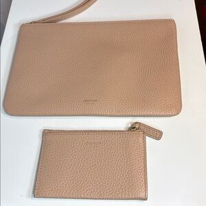 Oroton blush Leather Eve medium pouch Wristlet and Card Holder